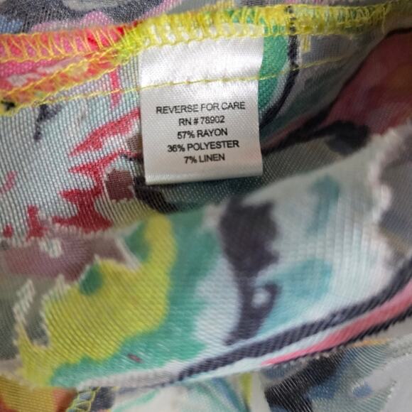 Erin London Floral Bohemian Art To Wear Semi Sheer Blouse Abstract Artsy Fairy L - Picture 9 of 13